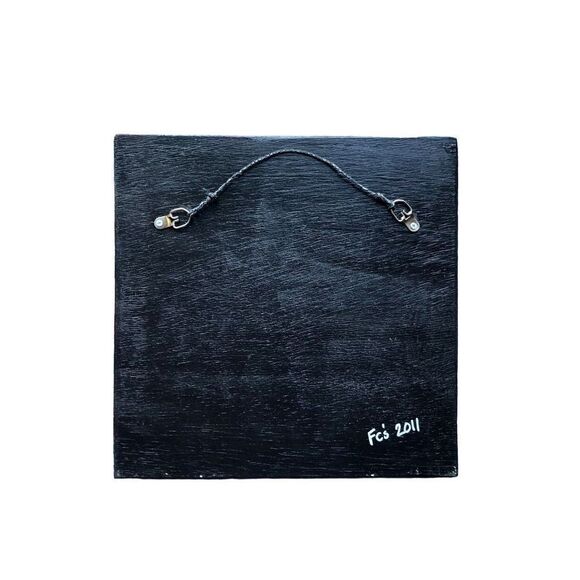 Original Mixed Media Art Flower French Quotes enameled Collage, Signed - Picture 5 of 11